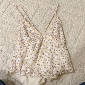 Altar'd State Cream Floral Lace Top